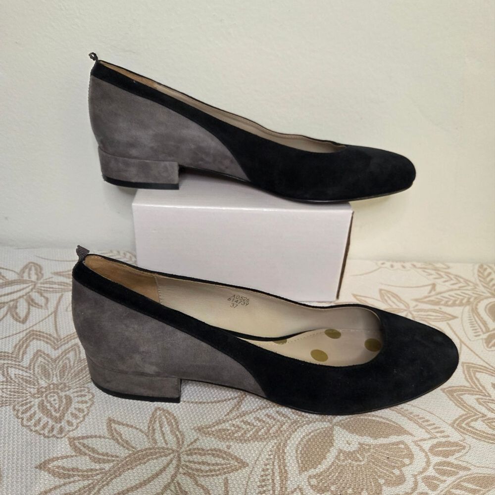 Boden Womens Two tone Suede Slip On Shoe 6.5/37 Classic Work Office Pump Retro *